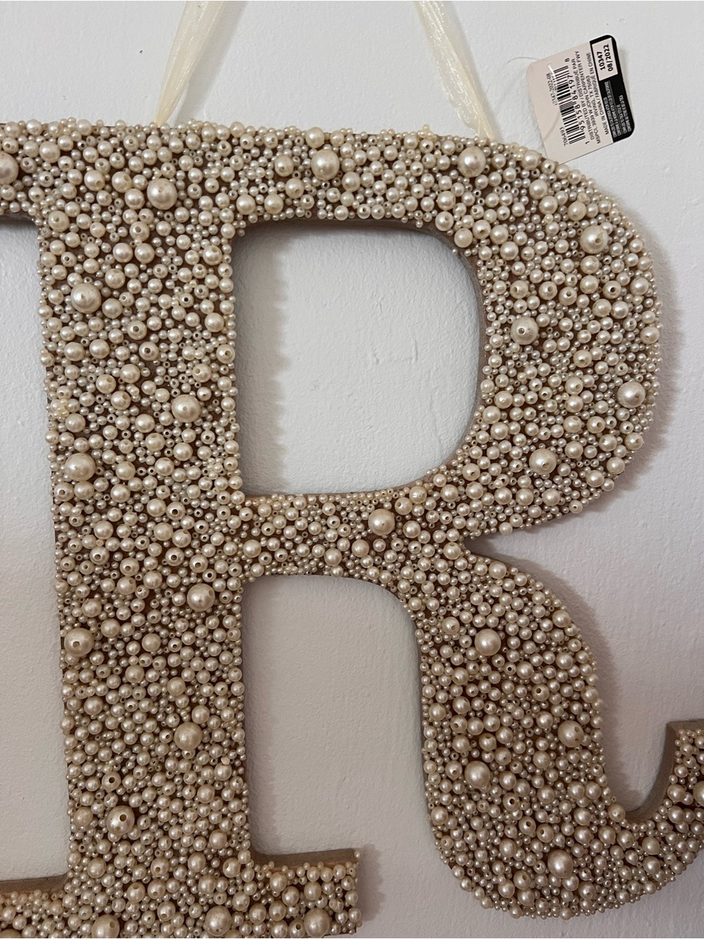 Michaels Pearl-Embellished Monogram 'R' Wall Decor - Cream Pearlescent